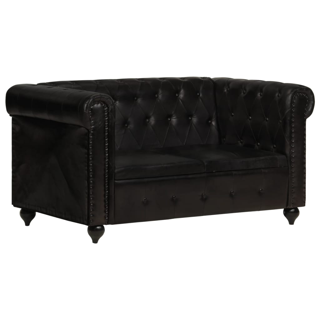 Tweezitsbank Chesterfield-stijl echt leer