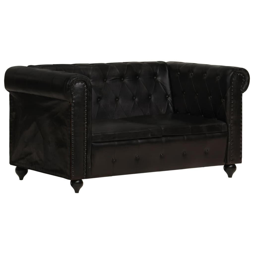 Tweezitsbank Chesterfield-stijl echt leer