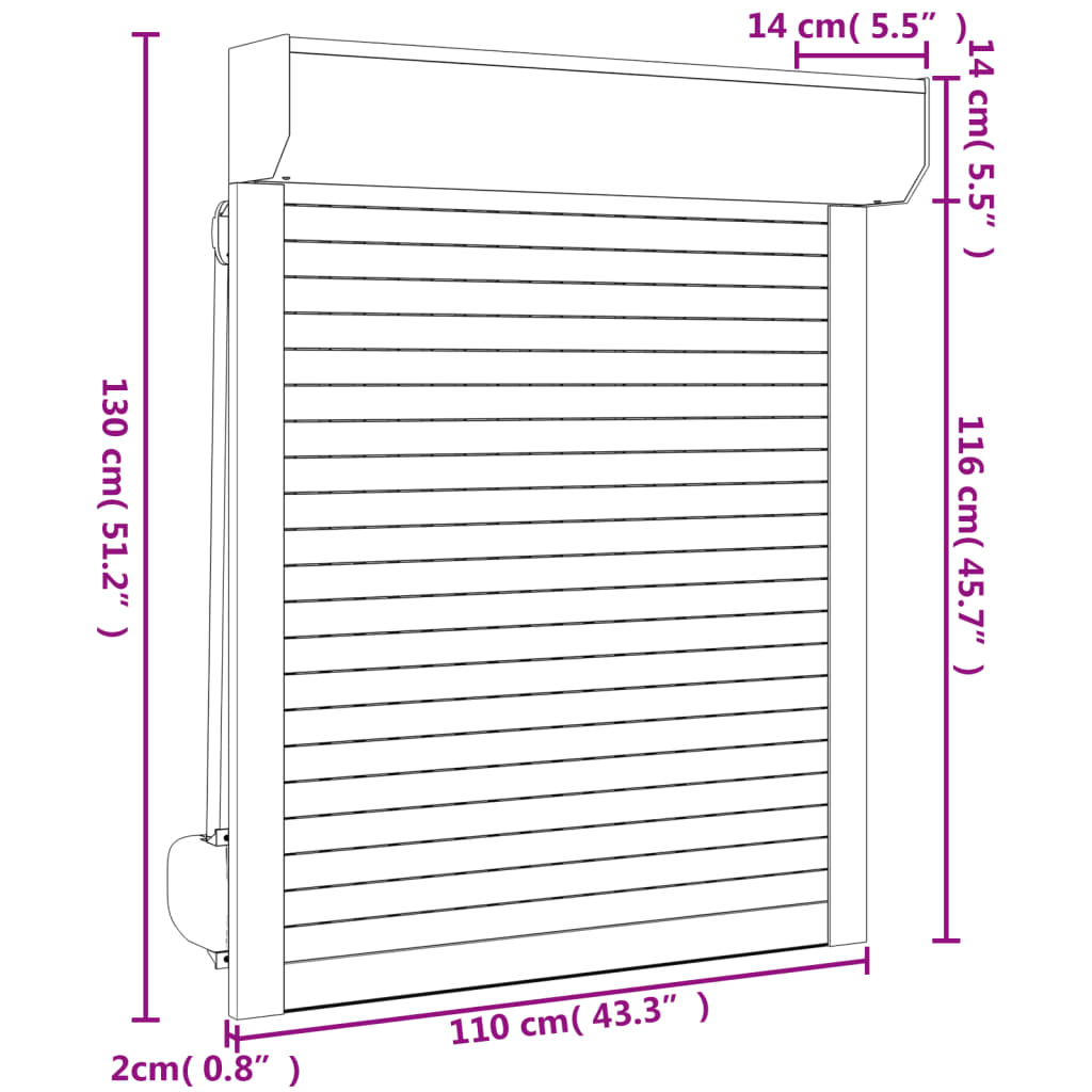 Rolluik 100x130 cm aluminium antracietkleurig