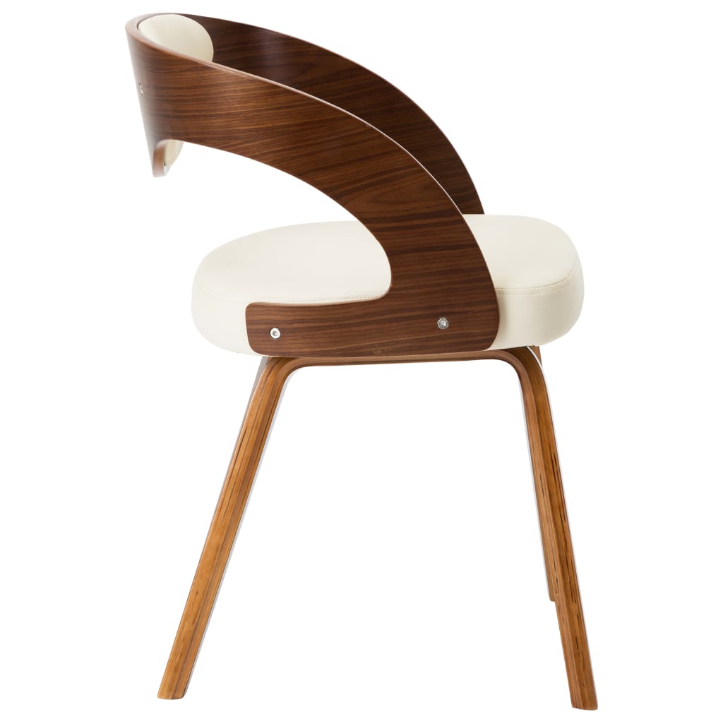 Eetkamerstoelen 2 st gebogen hout kunstleer crèmekleurig