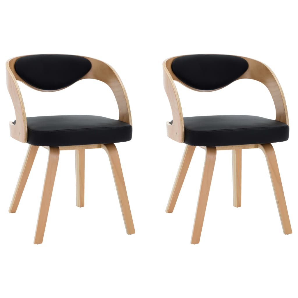 Eetkamerstoelen 2 st gebogen hout kunstleer crèmekleurig