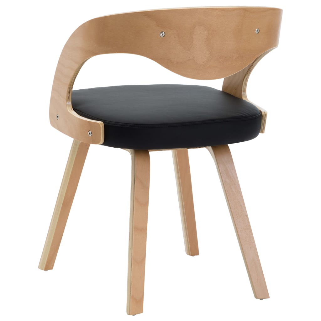 Eetkamerstoelen 2 st gebogen hout kunstleer crèmekleurig