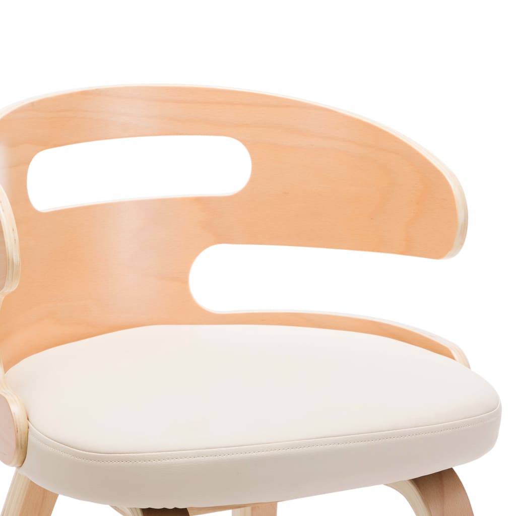 Eetkamerstoelen 2 st gebogen hout kunstleer crèmekleurig