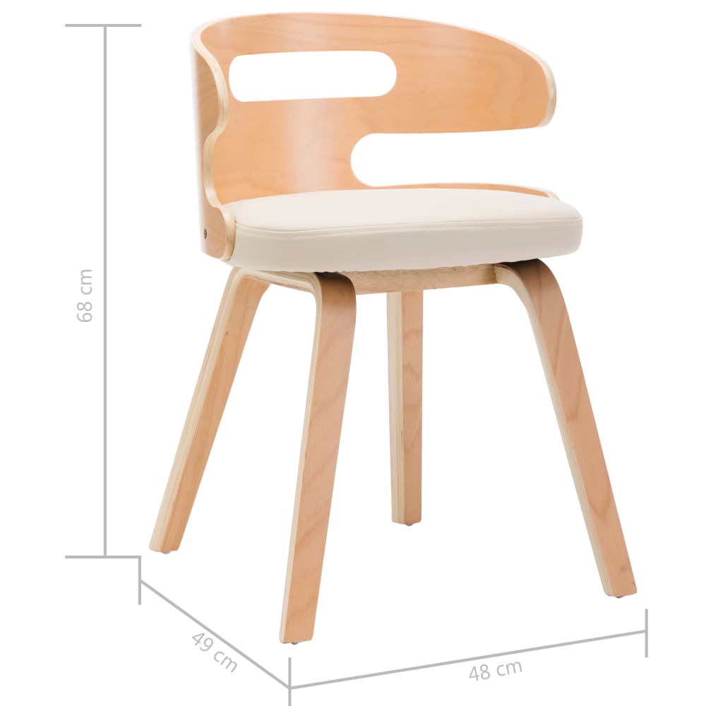 Eetkamerstoelen 2 st gebogen hout kunstleer crèmekleurig