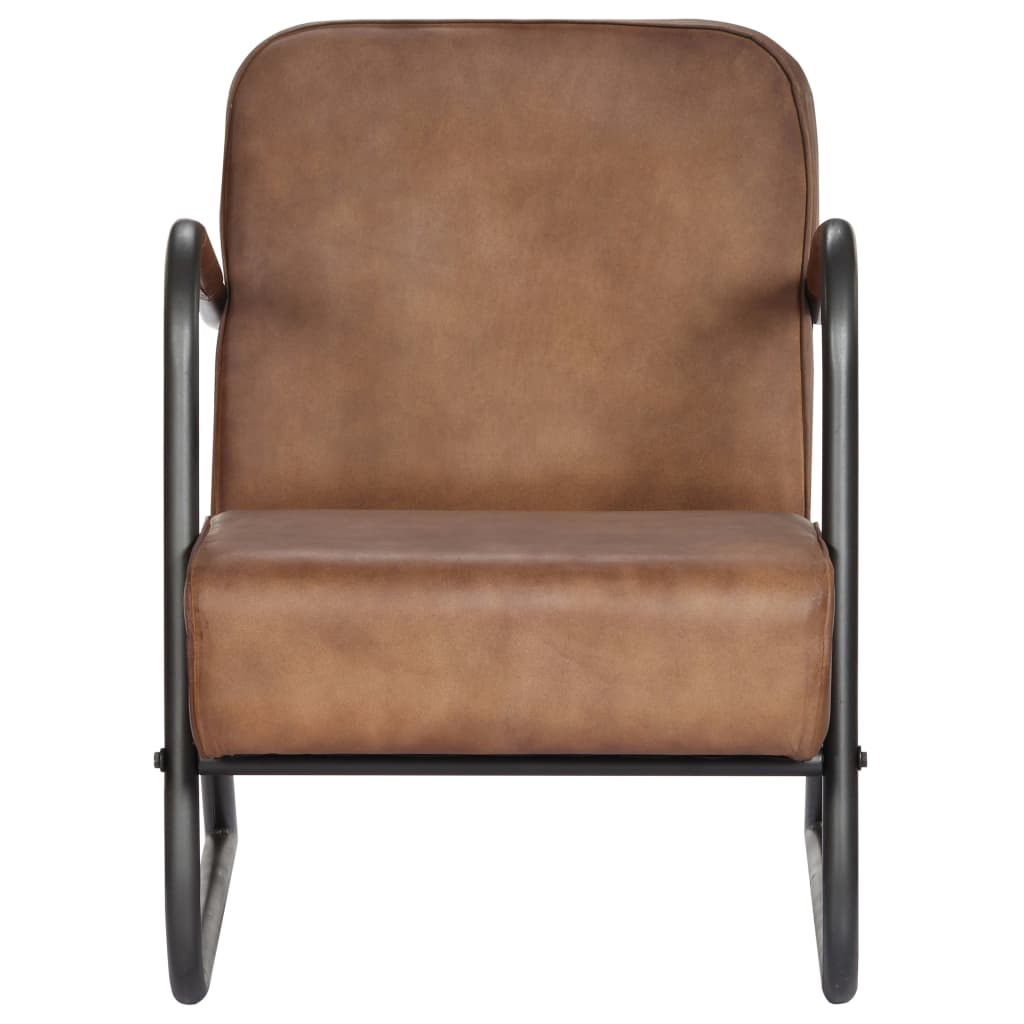 Fauteuil echt leer bruin