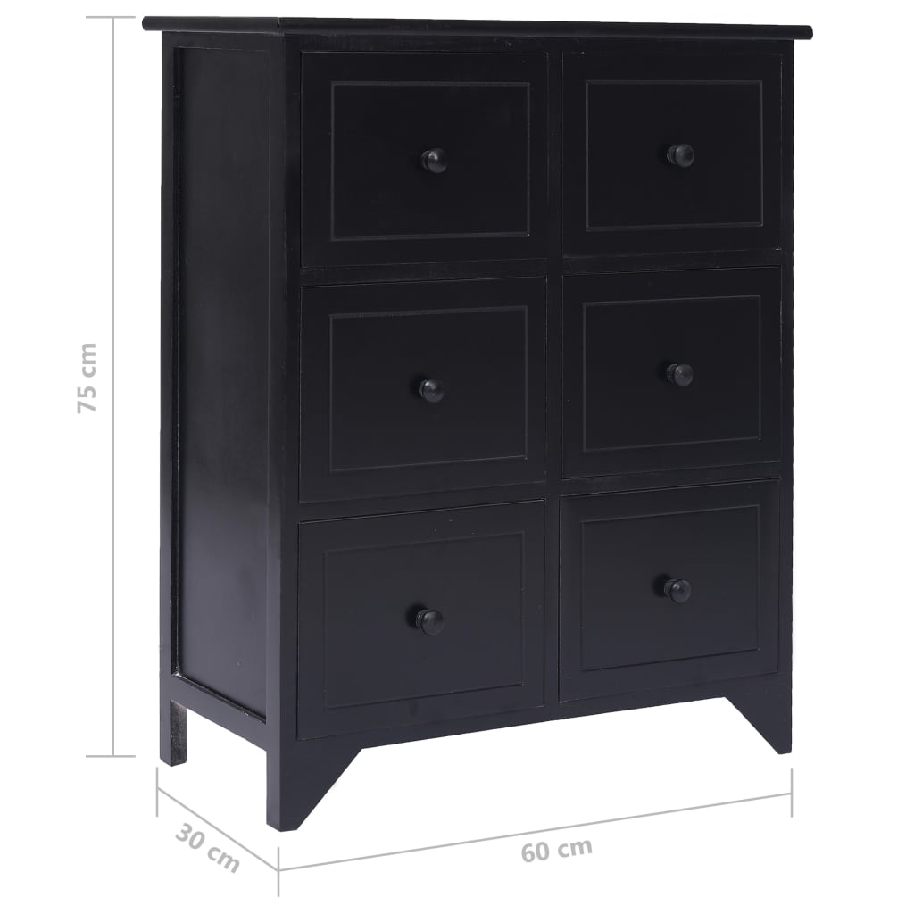 Bijzetkast met 6 lades 60x30x75 cm paulowniahout