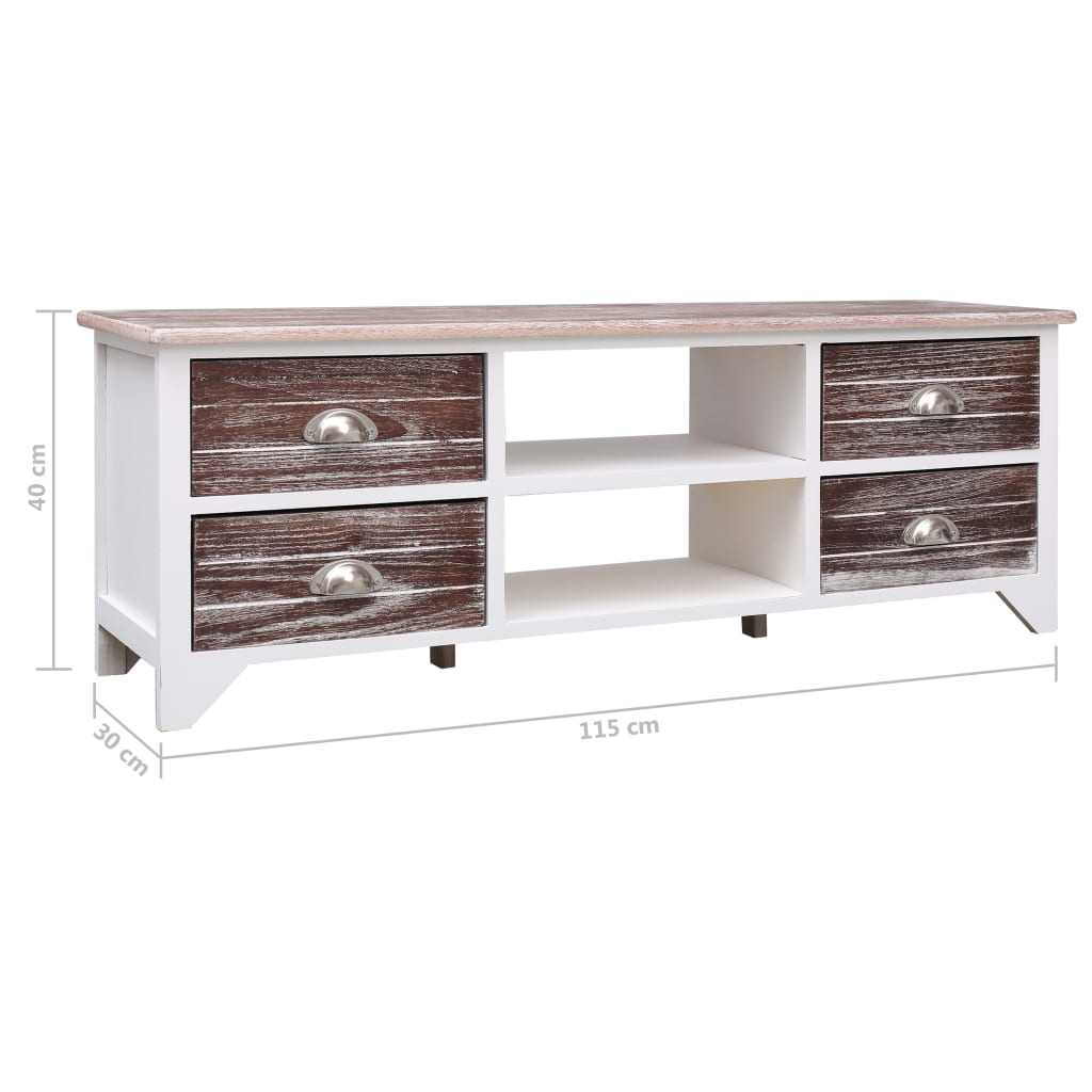 Tv-meubel 115x30x40 cm paulowniahout grijs