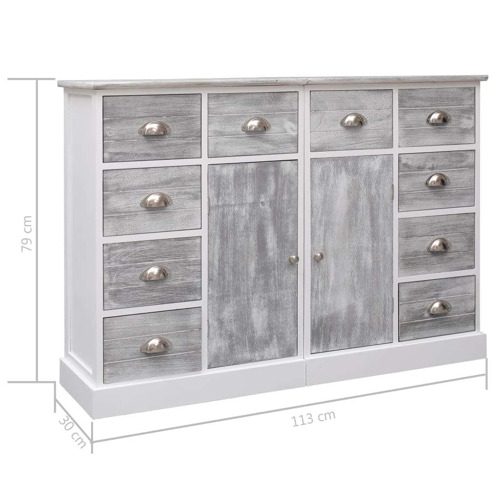 Dressoir met 10 lades 113x30x79 cm hout