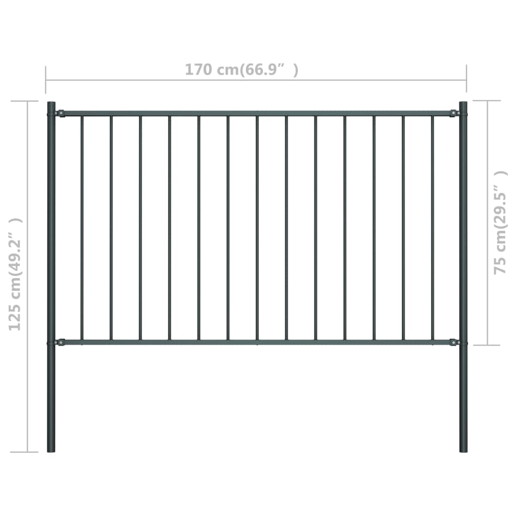 Hekpaneel met palen 1,7x1,25 m gepoedercoat staal