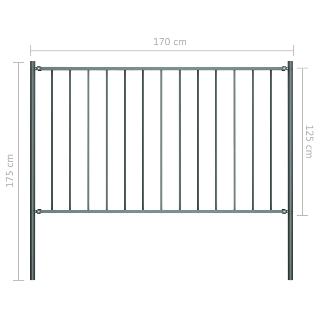 Hekpaneel met palen 1,7x1,25 m gepoedercoat staal