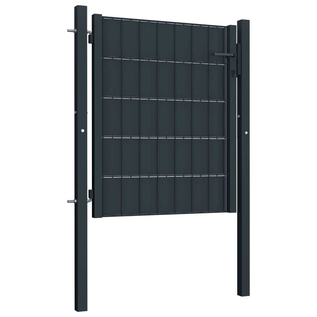 Poort 100x124 cm PVC en staal antracietkleurig