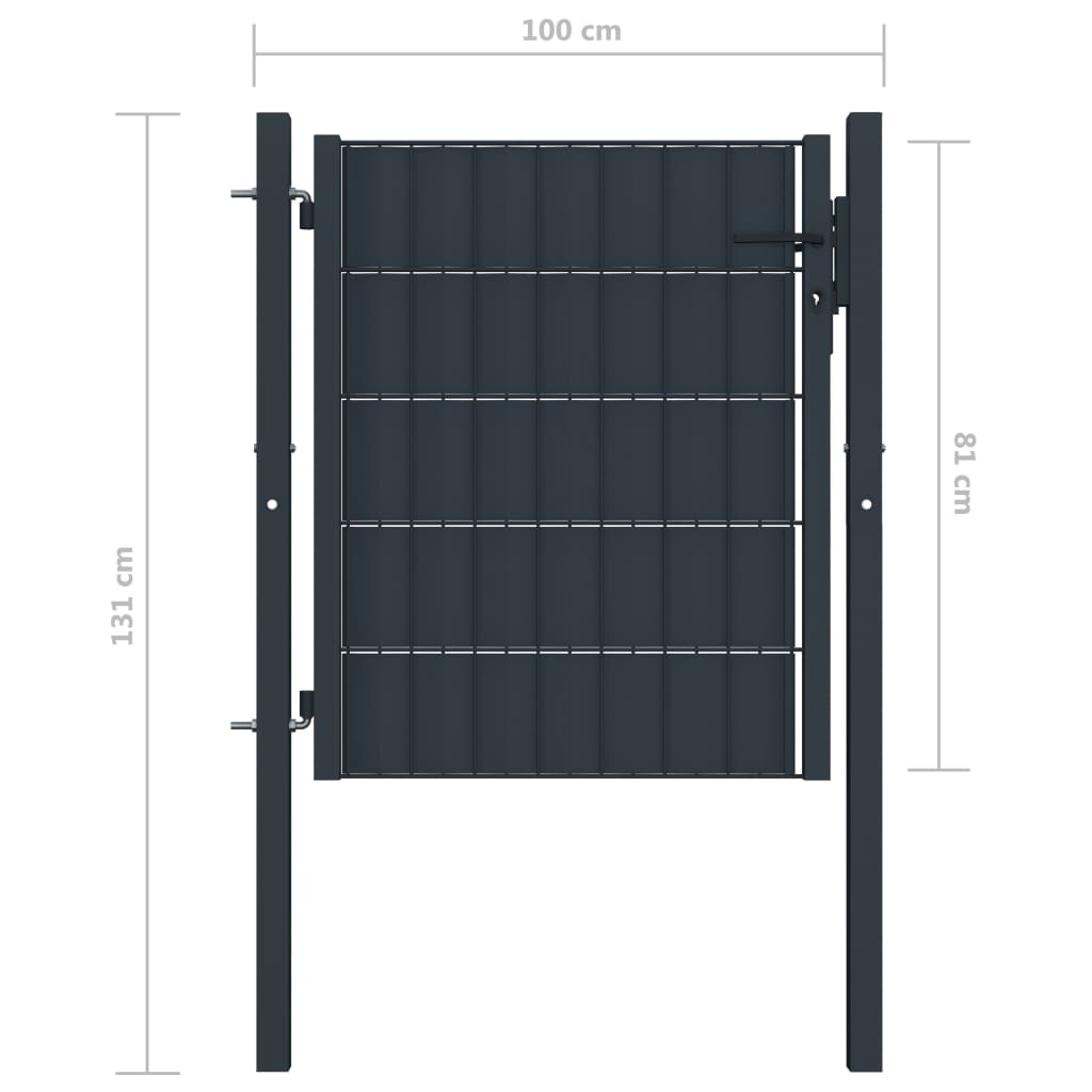 Poort 100x124 cm PVC en staal antracietkleurig