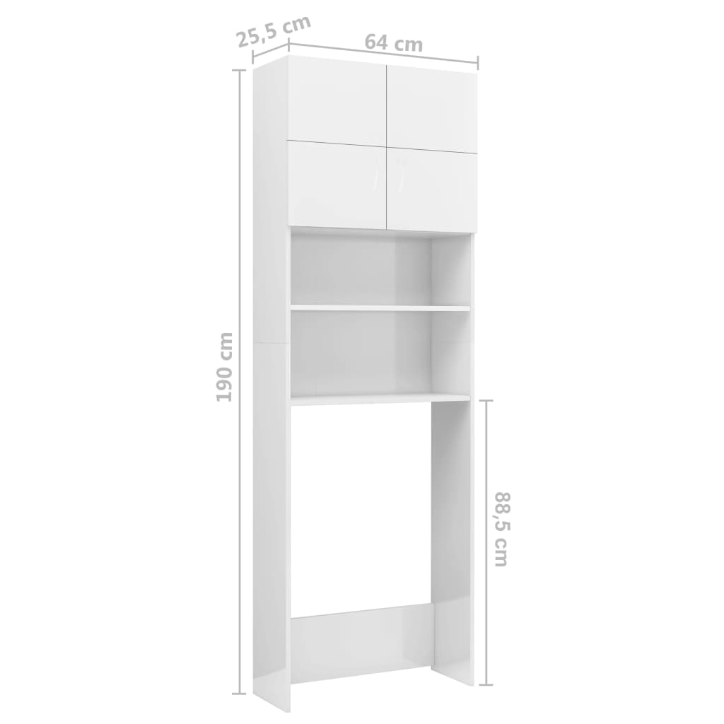 Wasmachinekast 64x25,5x190 cm bewerkt hout grijs