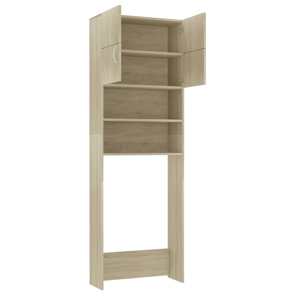 Wasmachinekast 64x25,5x190 cm bewerkt hout grijs