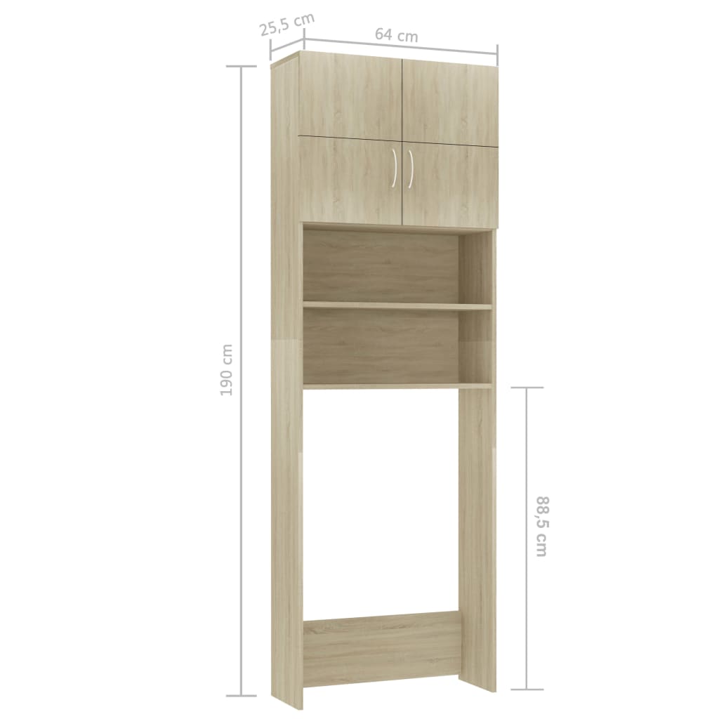 Wasmachinekast 64x25,5x190 cm bewerkt hout grijs