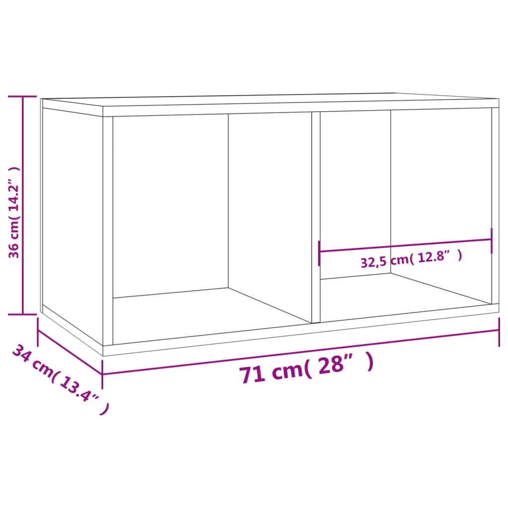 Opbergbox voor LP's 71x34x36 cm bewerkt hout