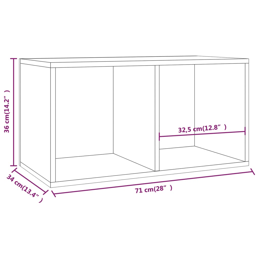 Opbergbox voor LP's 71x34x36 cm bewerkt hout