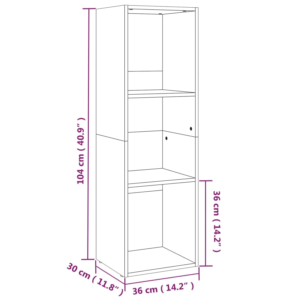 Boekenkast/tv-meubel 36x30x114 cm hout grijs sonoma eiken