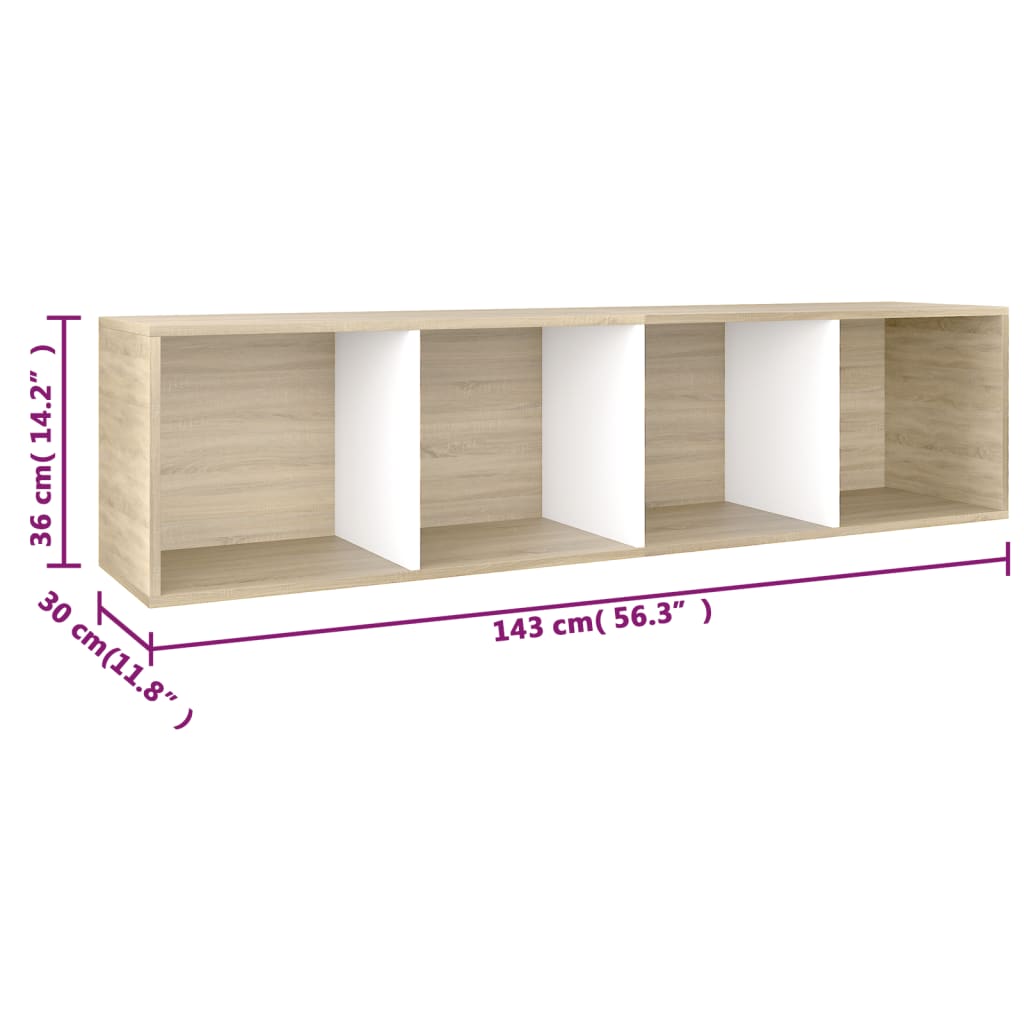 Boekenkast/tv-meubel 36x30x143 cm bewerkt hout