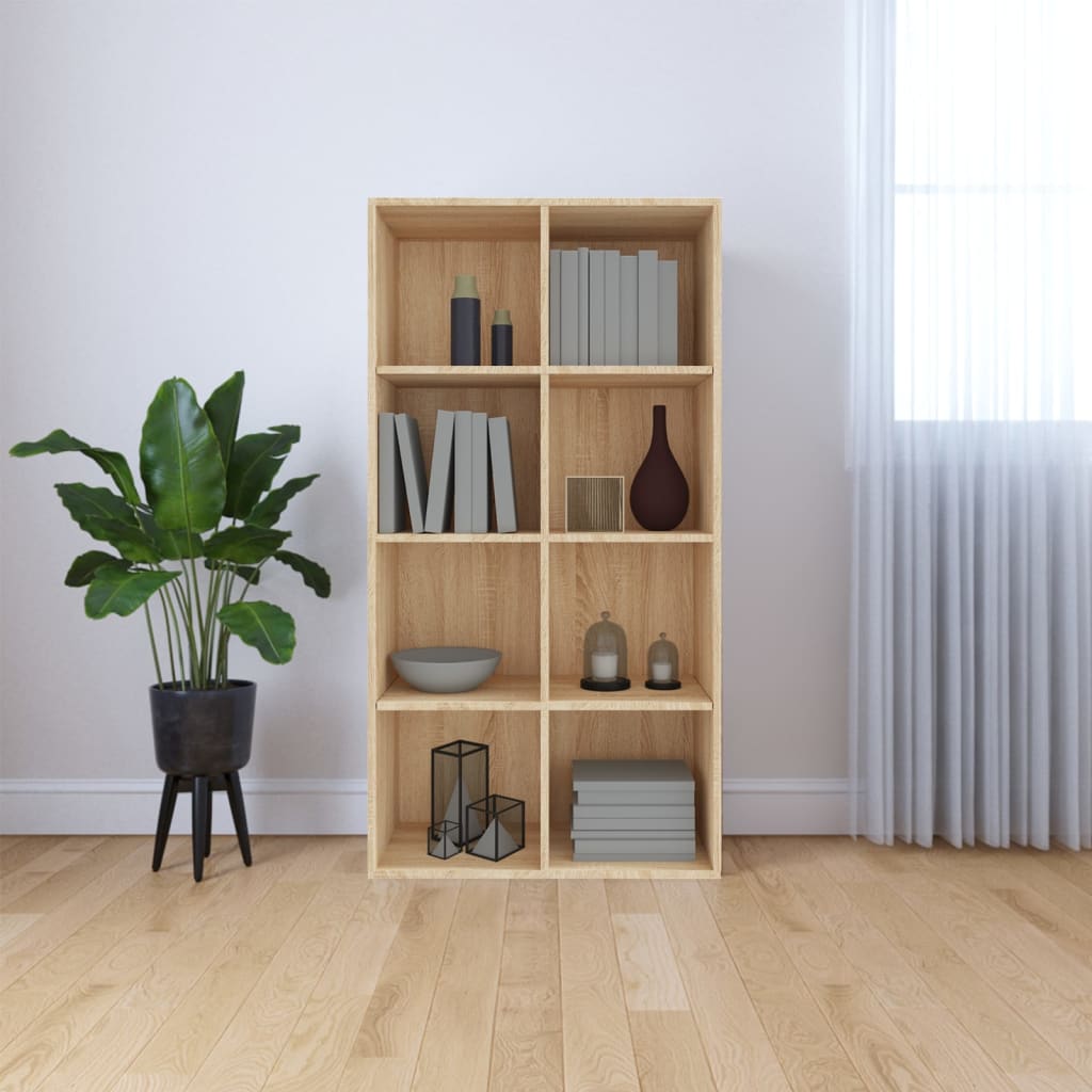 Boekenkast/dressoir 66x30x130 cm bewerkt hout eikenkleur