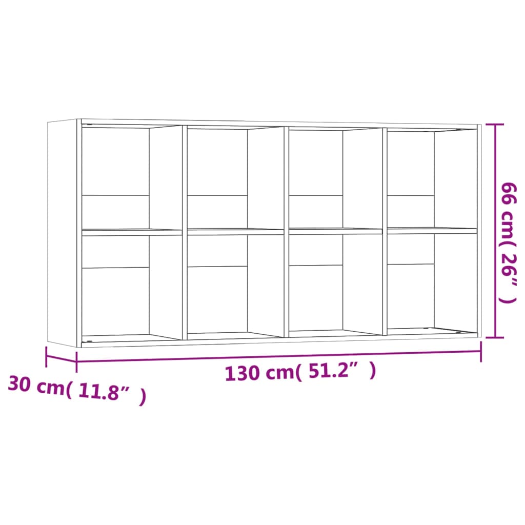 Boekenkast/dressoir 66x30x130 cm bewerkt hout eikenkleur