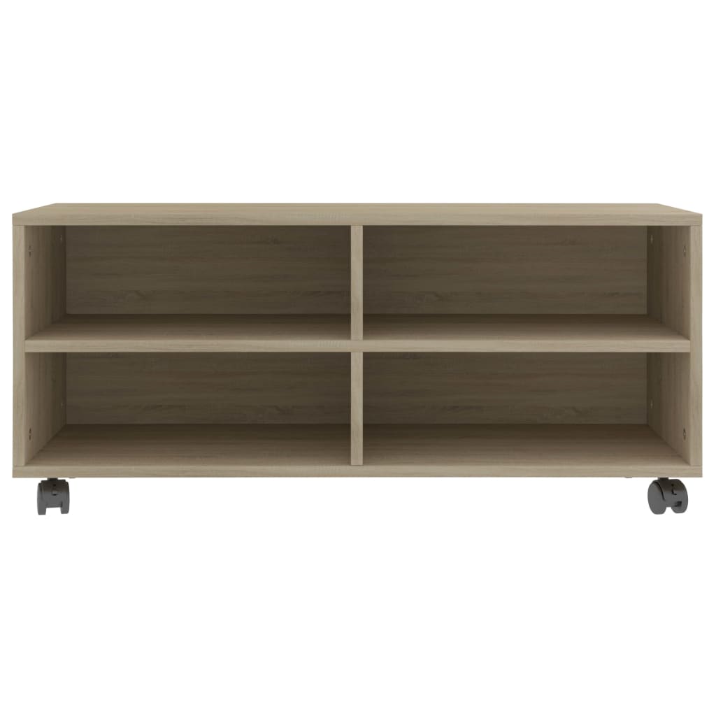 Tv-meubel met wieltjes 90x35x35 cm bewerkt hout