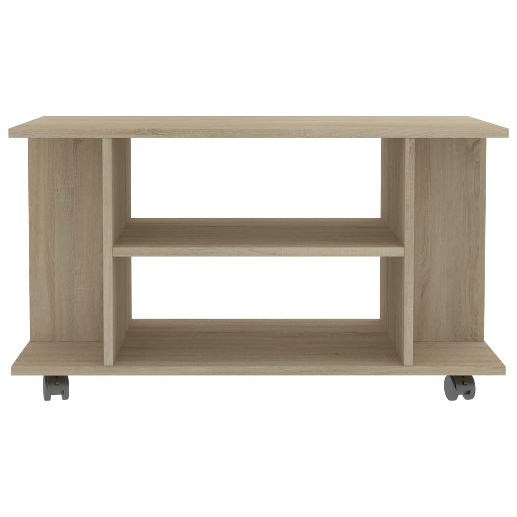 Tv-meubel met wieltjes 80x40x45 cm bewerkt hout