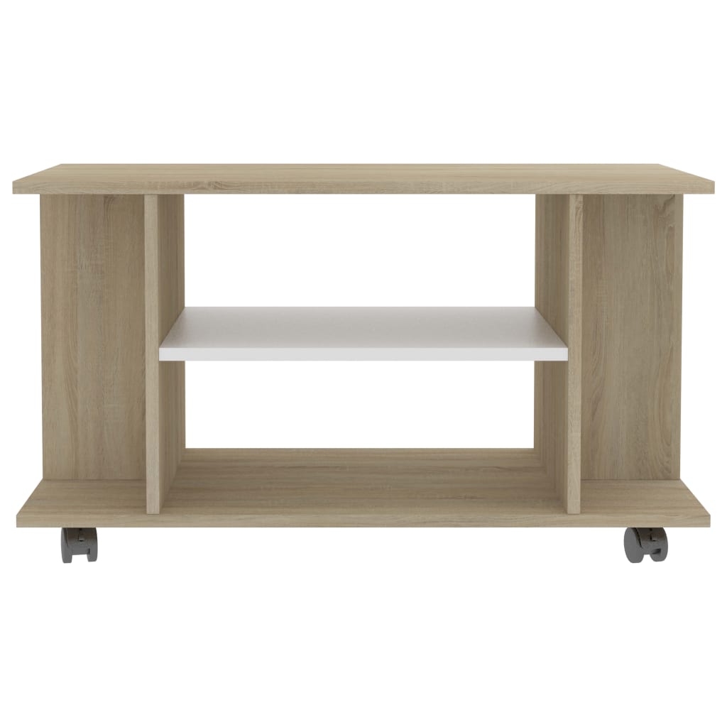 Tv-meubel met wieltjes 80x40x45 cm bewerkt hout