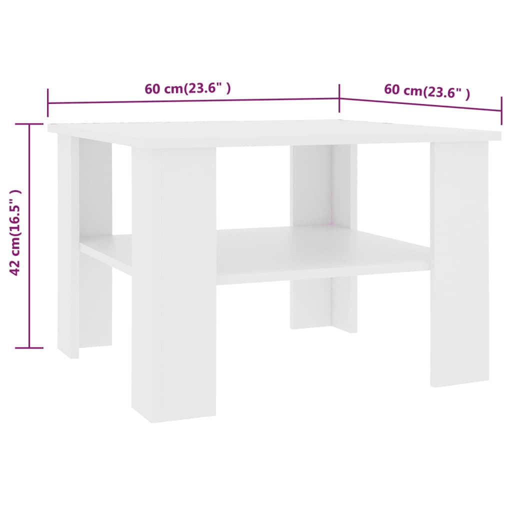 Salontafel 60x60x42 cm bewerkt hout