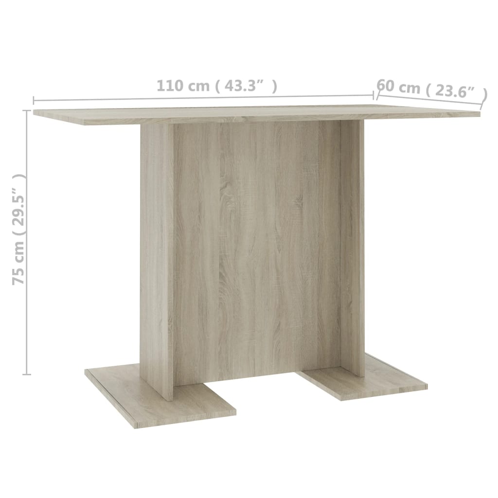 Eettafel 110x60x75 cm bewerkt hout