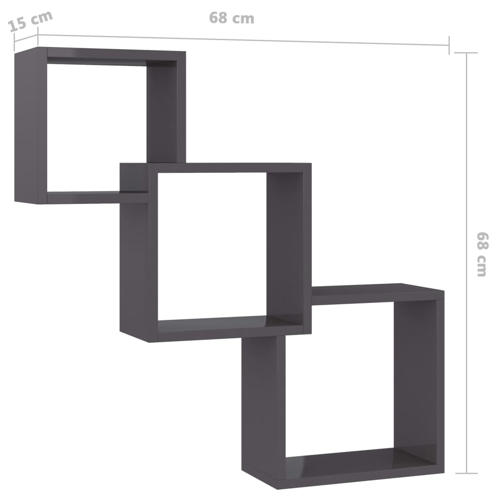 Wandschappen kubus 68x15x68 cm bewerkt hout