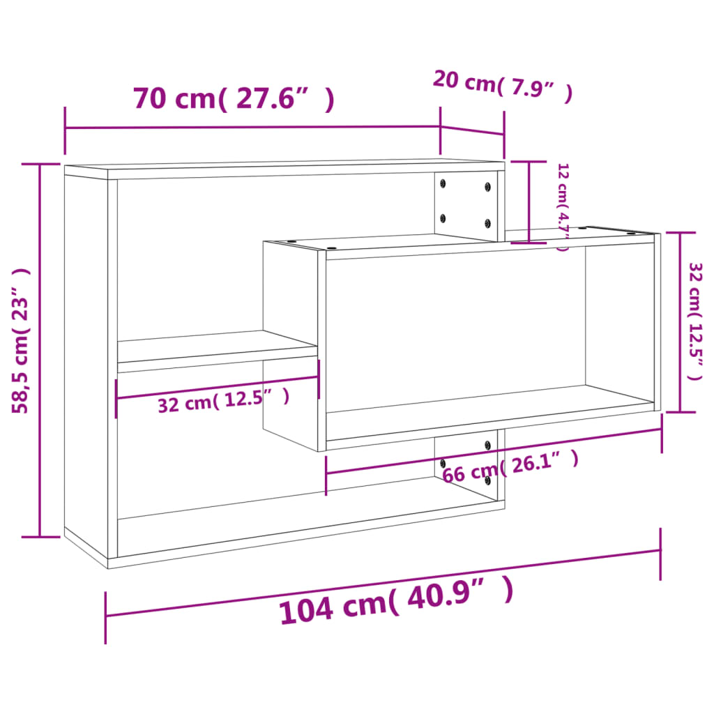 Wandschappen 104x20x58,5 cm bewerkt hout