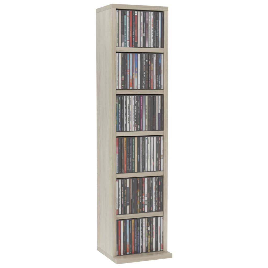 Cd-kast 21x20x88 cm bewerkt hout bruin eikenkleur