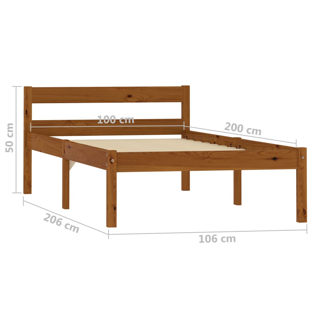 Bedframe massief grenenhout 100x200 cm