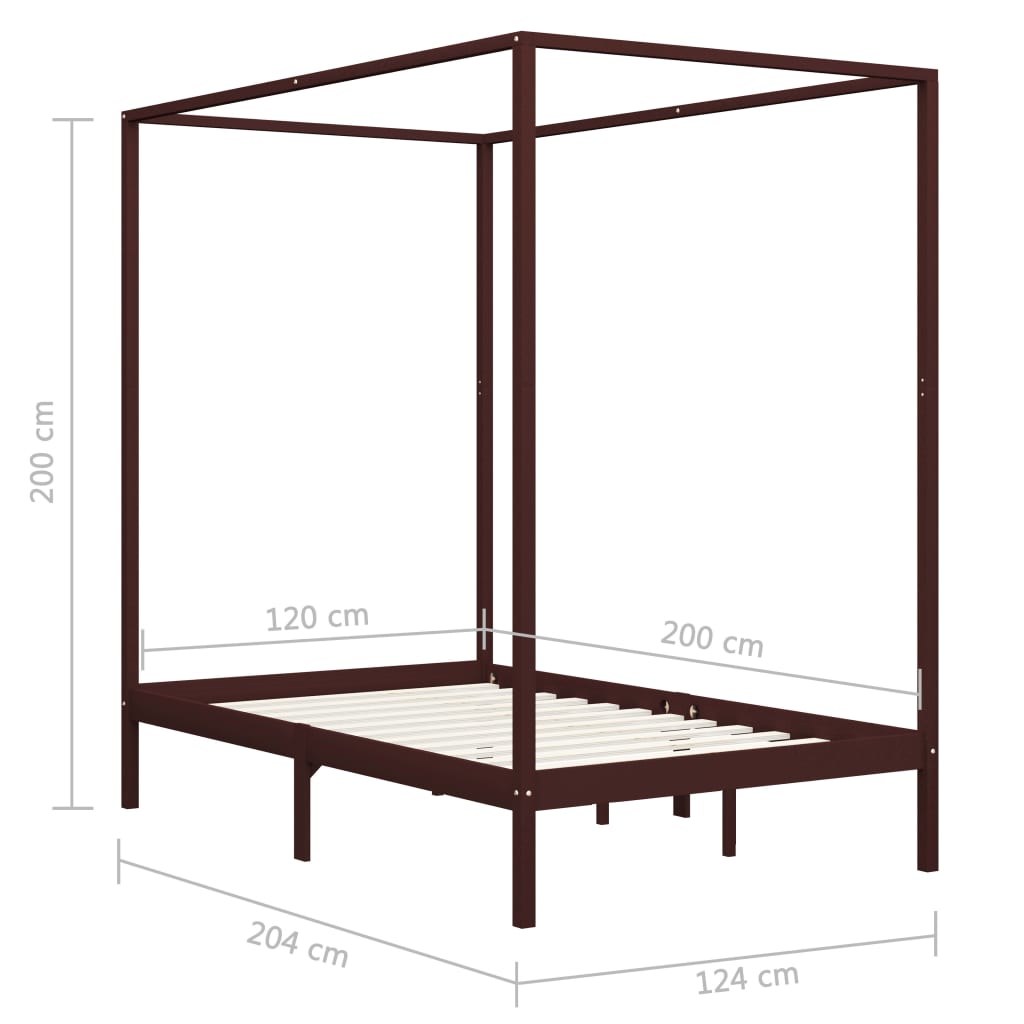 Hemelbedframe massief grenenhout 100x200 cm