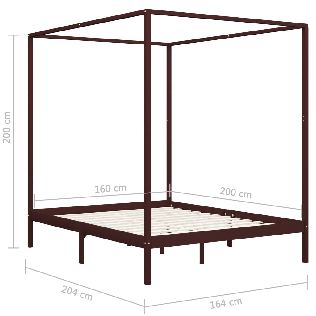 Hemelbedframe massief grenenhout 100x200 cm