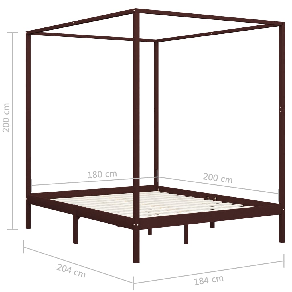 Hemelbedframe massief grenenhout 100x200 cm