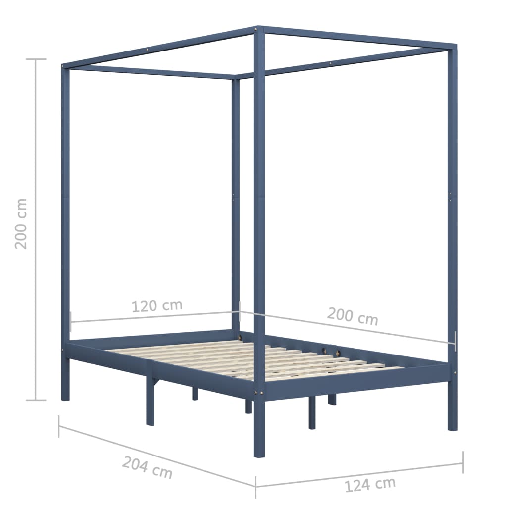 Hemelbedframe massief grenenhout 100x200 cm