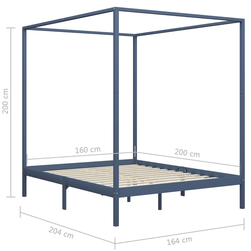 Hemelbedframe massief grenenhout 100x200 cm