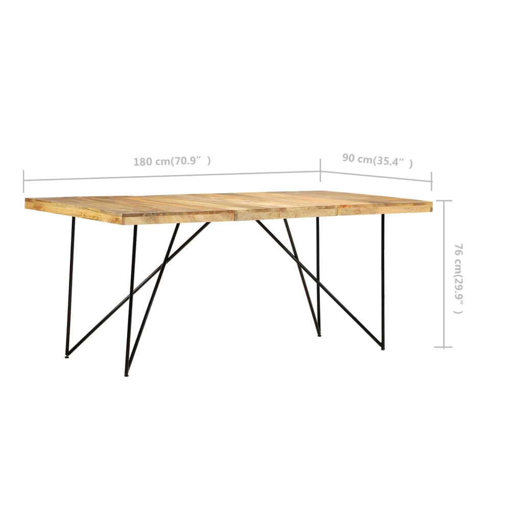 Eettafel 180x90x76 cm massief mangohout