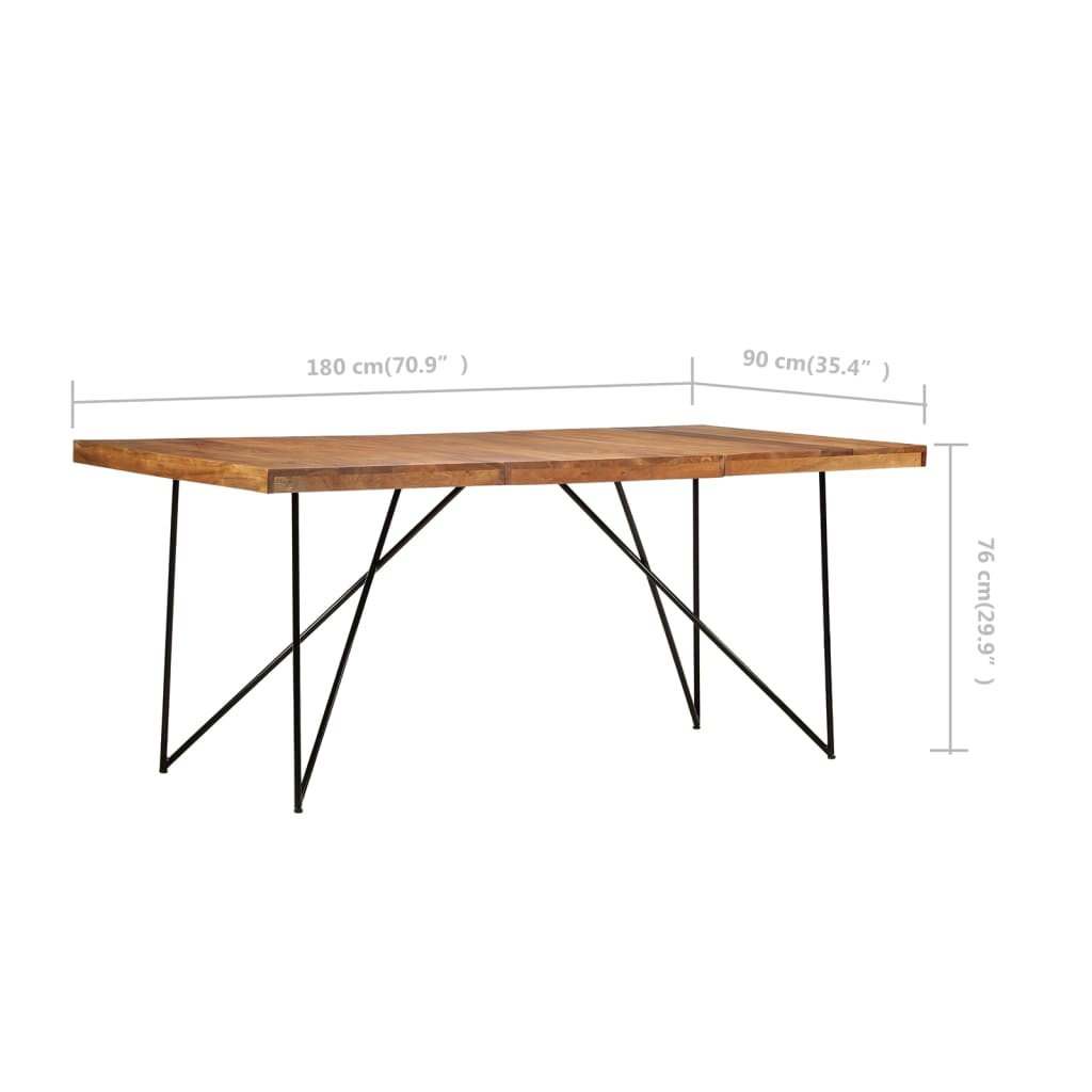 Eettafel 180x90x76 cm massief mangohout