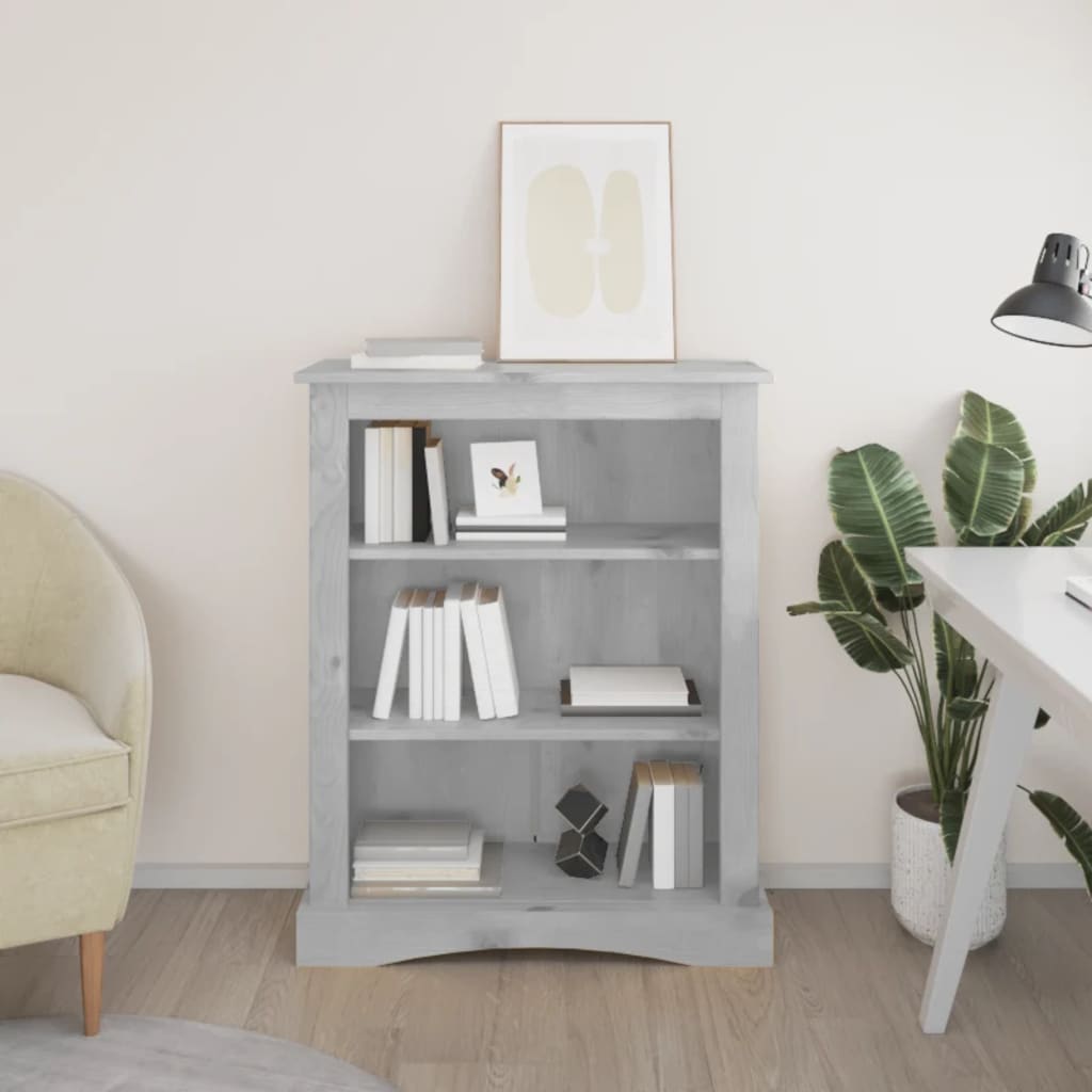 Boekenkast 3 planken 81x29x100 cm grenenhout Corona-stijl grijs