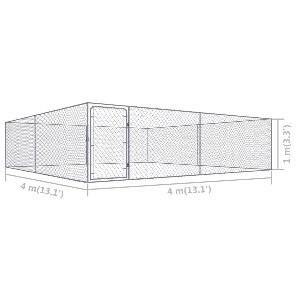 Hondenkennel voor buiten 2x2x1 m gegalvaniseerd staal