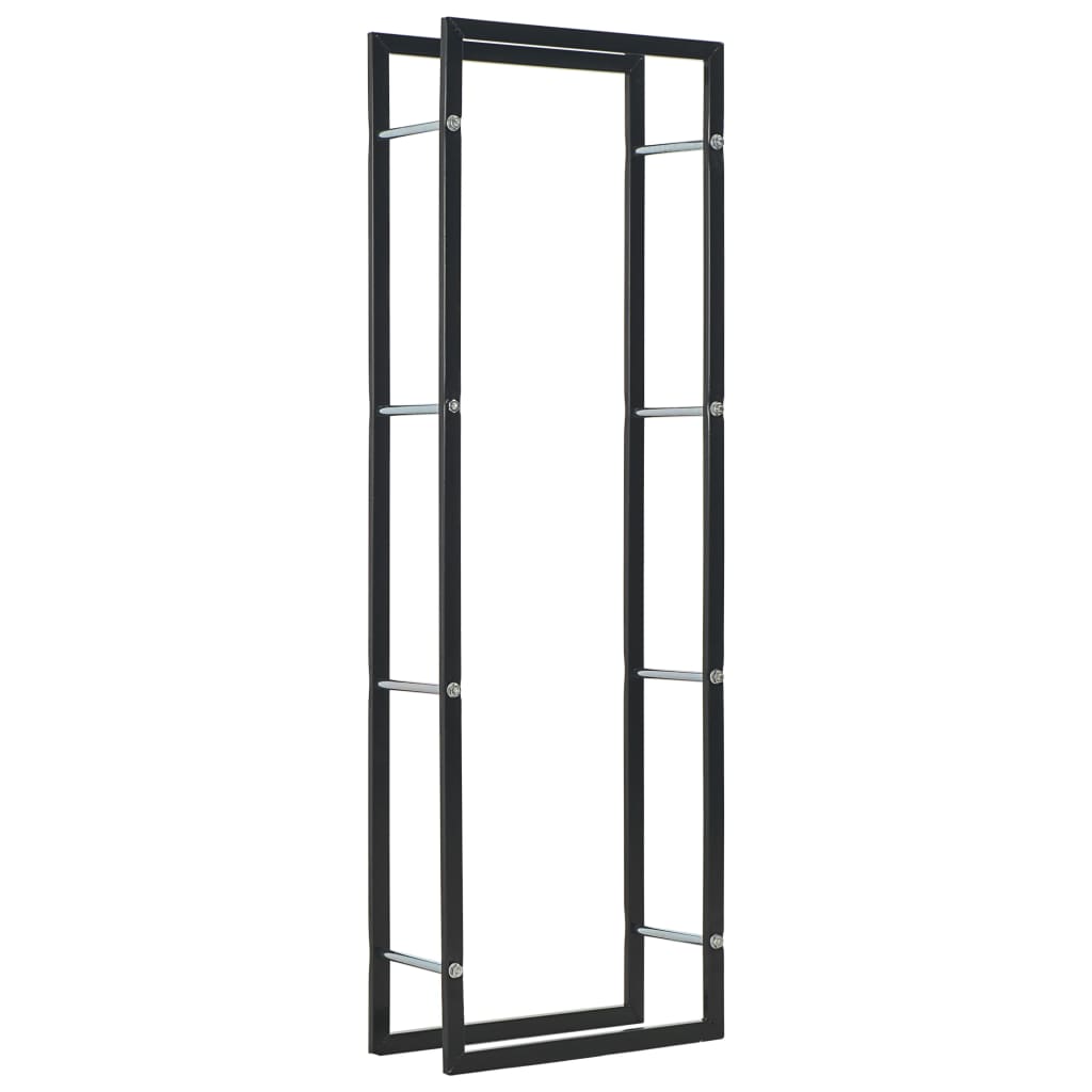 Haardhoutrek met basis 37x37x113 cm staal zwart