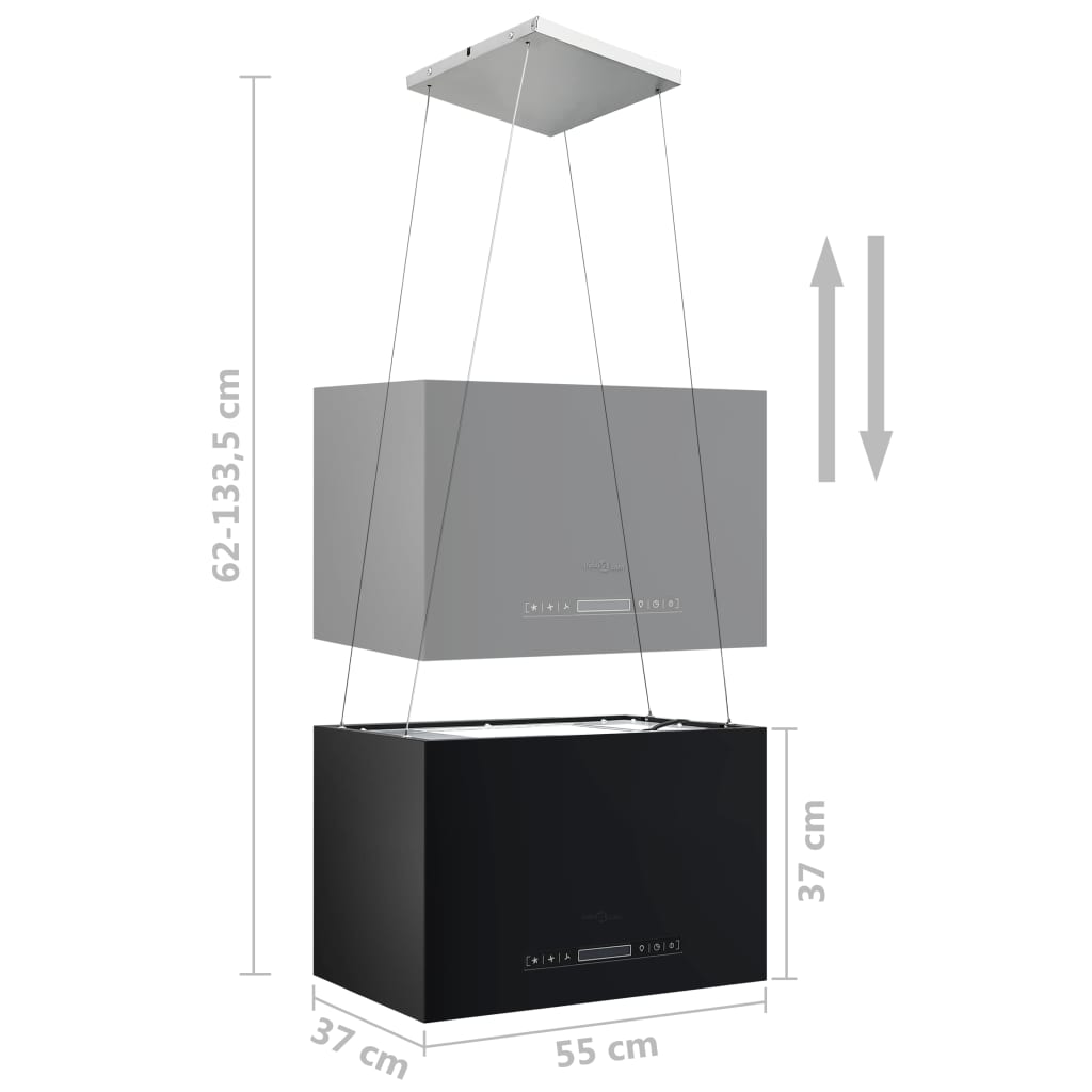 Afzuigkap hangend met aanraaksensor LCD 37 cm roestvrij staal