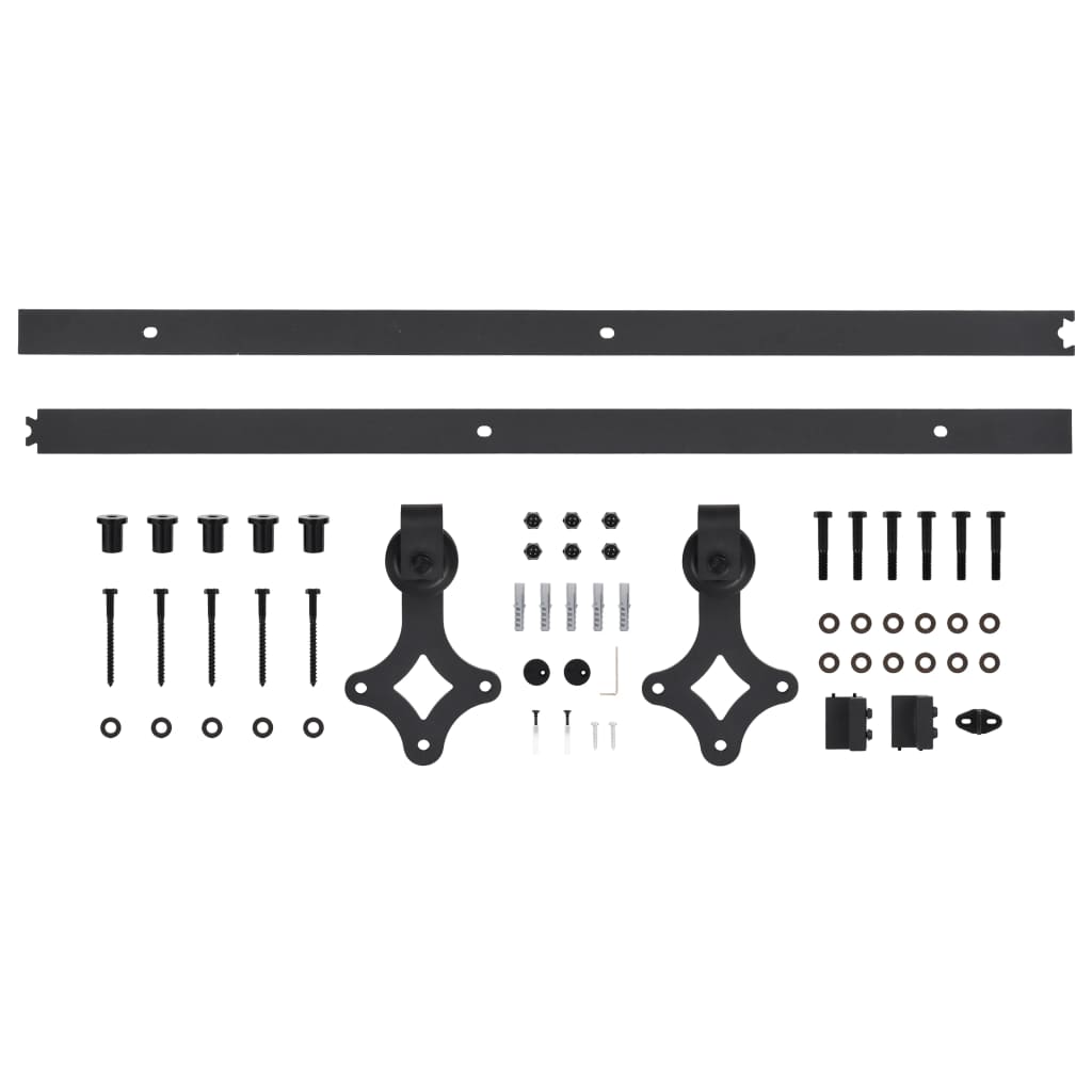 Hardwaresets voor schuifdeuren 2 st 200 cm staal zwart