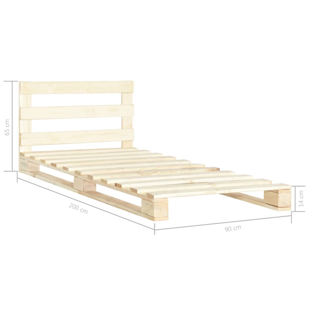 Bedframe pallet massief grenenhout 140x200 cm