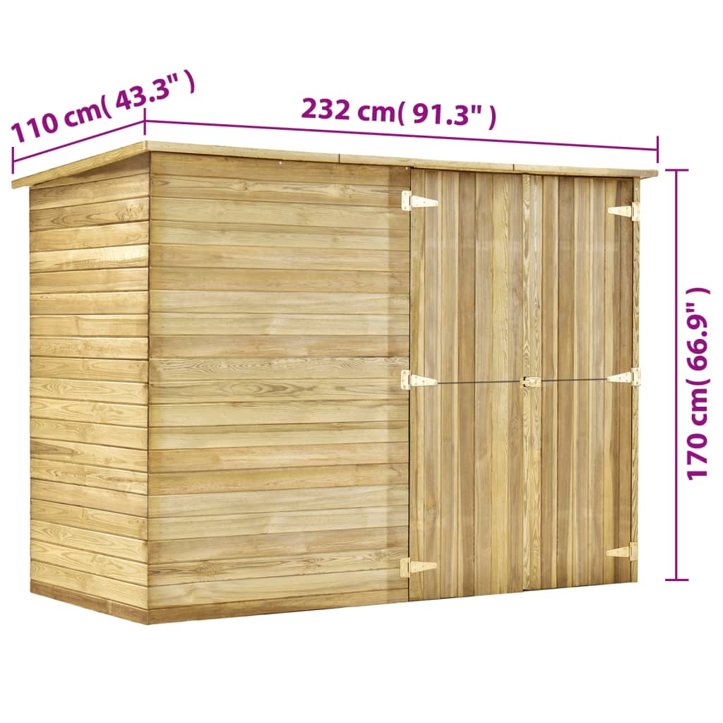 Tuinschuur 123x50x171 cm geïmpregneerd grenenhout