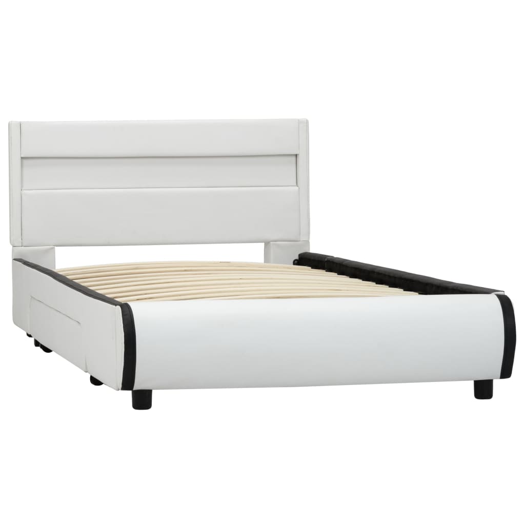 Bedframe met LED kunstleer zwart 140x200 cm