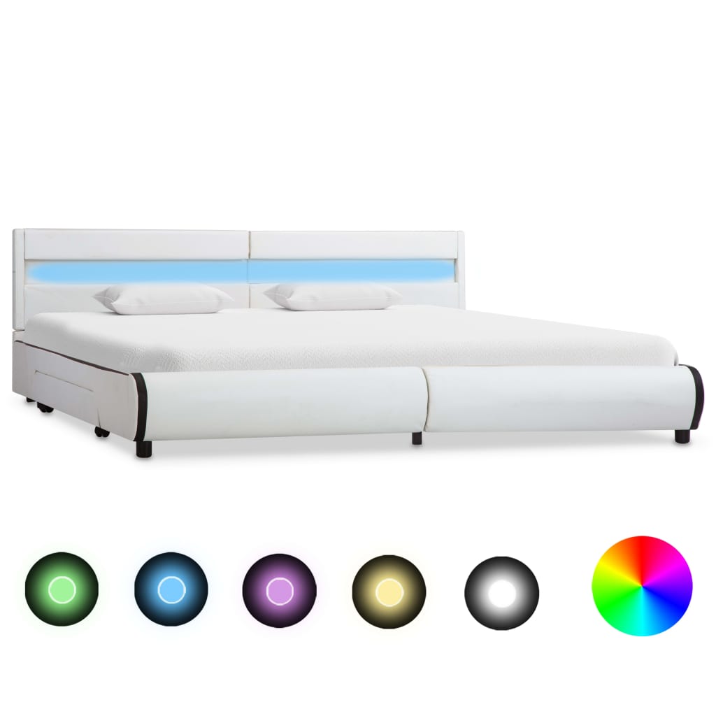 Bedframe met LED kunstleer zwart 140x200 cm